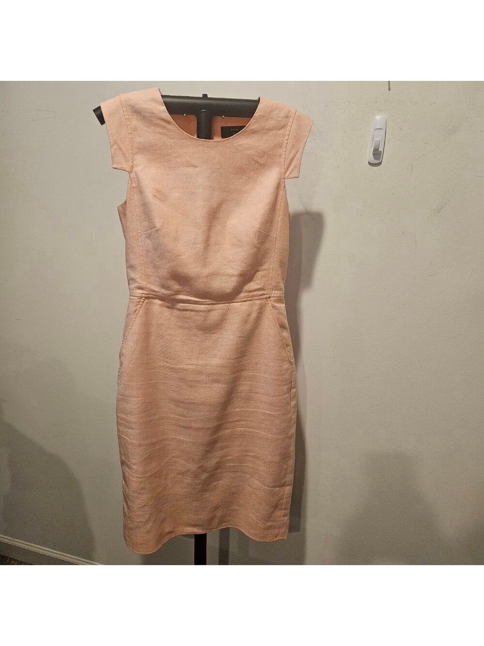 Women's J.Crew Linen Blend Resume Midi Dress Size 2 Orange Sorbet, 2 Pockets! - Picture 7 of 14